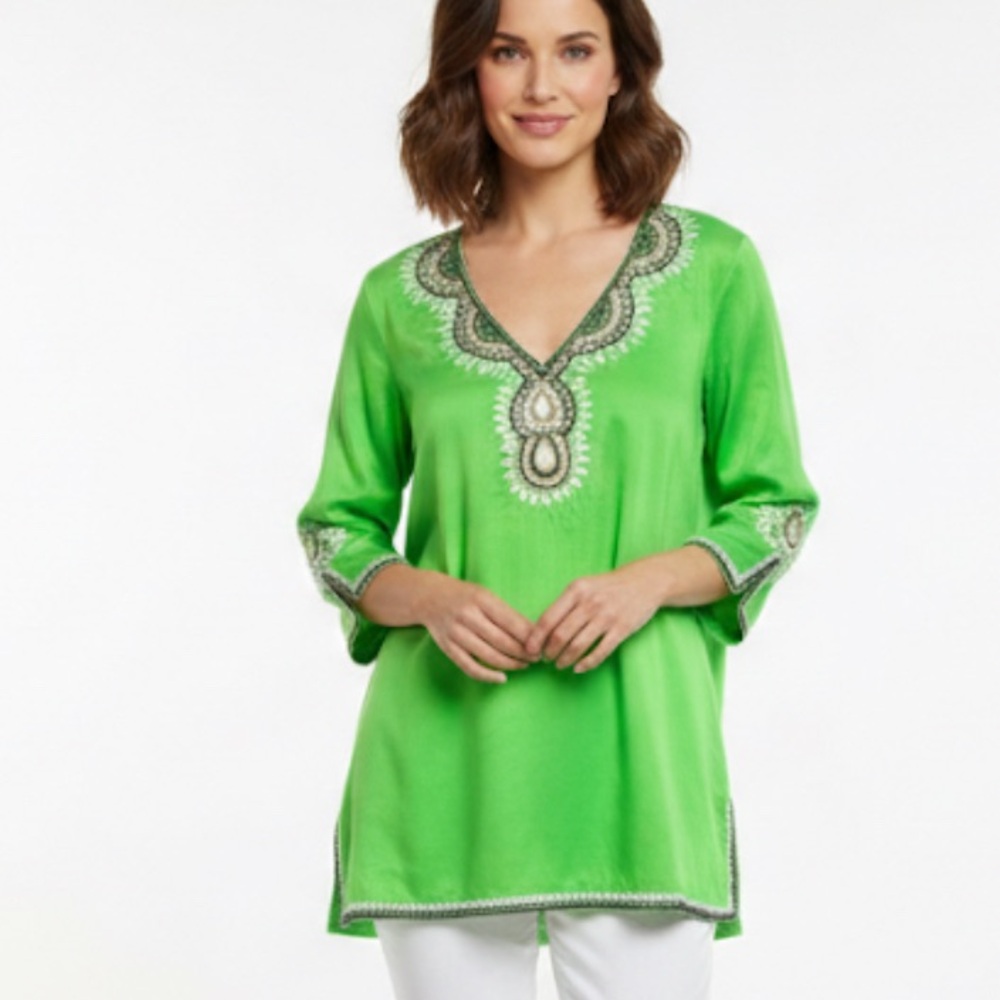 Lilly Pulitzer Women's Braydon Green & Sequins Tunic Top Size S. New wit…